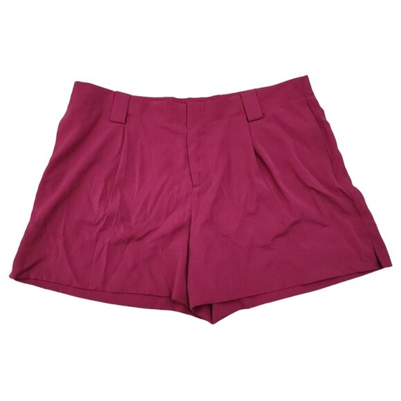 Theory NWT Pleated Silk Shorts Sherlyn Rum Punch Pocket Purple Pink 10 - Picture 1 of 4